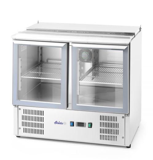 Stół chłodniczy 2-drzwiowy przeszklony z pokrywą uchylną, Arktic, 146L, 230V/145W, 700x900x(H)860mm 1
