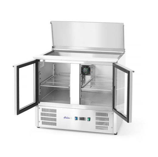 Stół chłodniczy 2-drzwiowy przeszklony z pokrywą uchylną, Arktic, 146L, 230V/145W, 700x900x(H)860mm 1