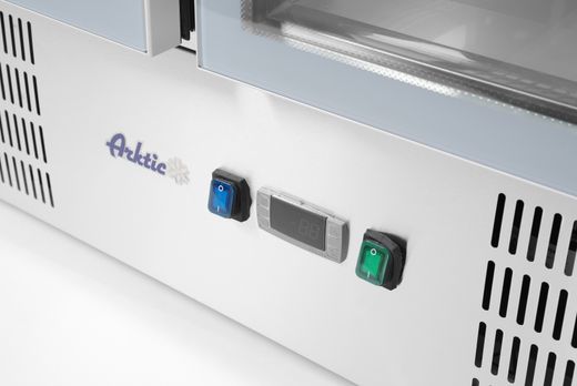 Stół chłodniczy 2-drzwiowy przeszklony z pokrywą uchylną, Arktic, 146L, 230V/145W, 700x900x(H)860mm 1