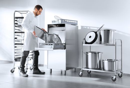Zmywarka do garów i tac 50x60 – sterowana elektronicznie, z dozownikiem detergentu i pompą spustową, HENDI, napięcie: 230 V, moc: 5 kW, 230V/5000W, 595x730x(H)1340mm 1