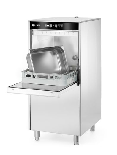 Zmywarka do garów i tac 50x60 – sterowana elektronicznie, z dozownikiem detergentu i pompą spustową, HENDI, napięcie: 230 V, moc: 5 kW, 230V/5000W, 595x730x(H)1340mm 1