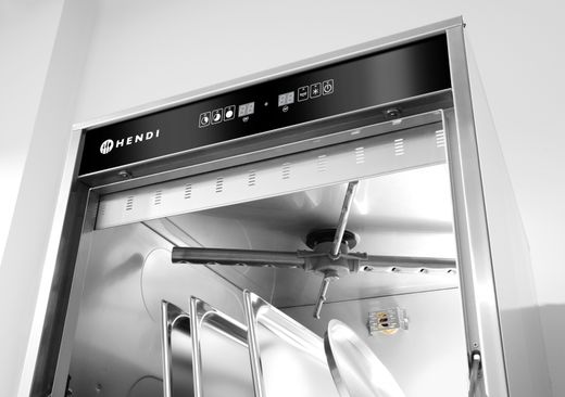 Zmywarka do garów i tac 50x60 – sterowana elektronicznie, z dozownikiem detergentu i pompą spustową, HENDI, napięcie: 230 V, moc: 5 kW, 230V/5000W, 595x730x(H)1340mm 1
