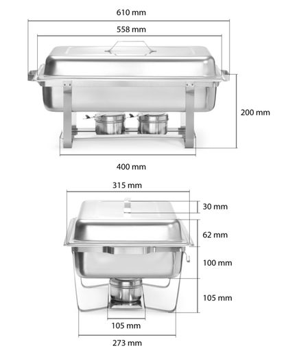 Chafing edényszett, HENDI, GN 1/1, 8,5L, 610x355x(H)297mm 1