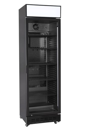 Jednodrzwiowa lodówka typu back bar, Arktic, Pane z oświetleniem LED i przełącznikiem , 274L, czarny, 230V/250W, 600x577x(H)2029mm 1
