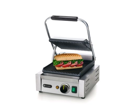 Contact grill – single version, HENDI, ribbed top and bottom, 230V/1800W, 310x375x(H)216mm 1