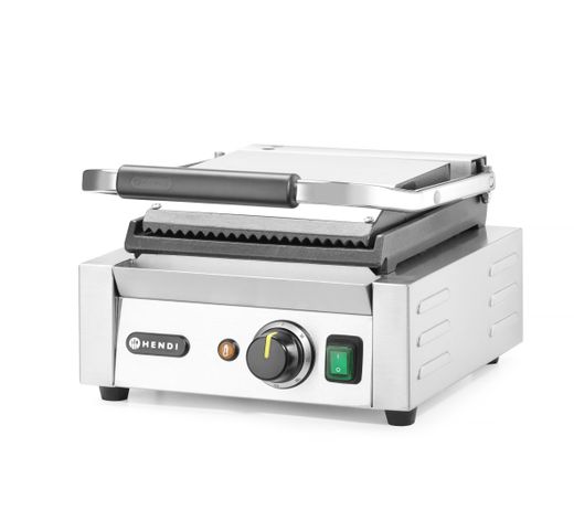 Contact grill – single version, HENDI, ribbed top and smooth bottom, 230V/1800W, 310x375x(H)216mm 1