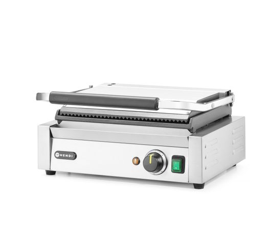Contact grill Panini, HENDI, ribbed top and smooth bottom, 230V/2200W, 430x375x(H)216mm 1