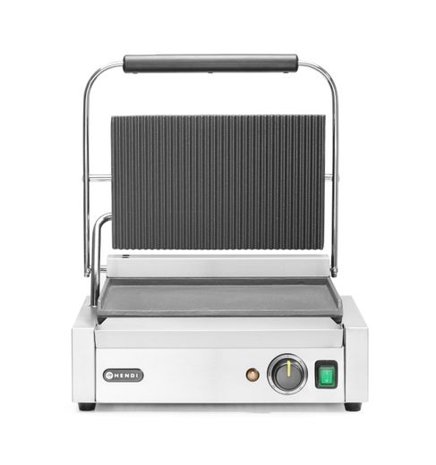 Contact grill Panini, HENDI, ribbed top and smooth bottom, 230V/2200W, 430x375x(H)216mm 1