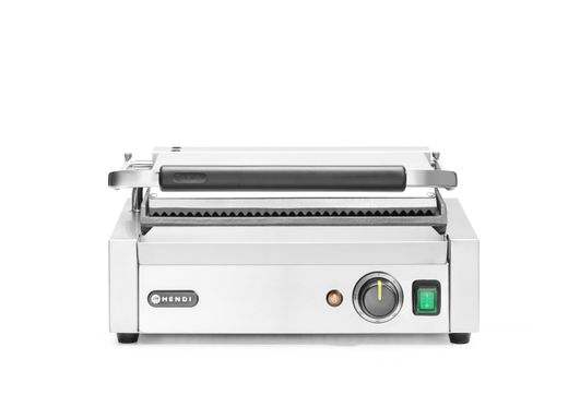 Contact grill Panini, HENDI, ribbed top and smooth bottom, 230V/2200W, 430x375x(H)216mm 1