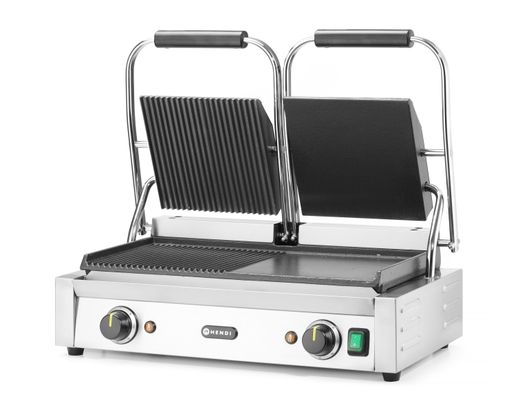 Contact grill - double version, HENDI, half smooth, half ribbed, 230V/3600W, 570x375x(H)216mm 1