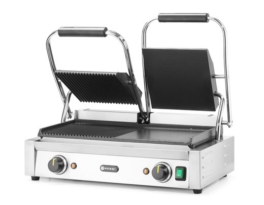 Contact grill - double version, HENDI, half smooth, half ribbed, 230V/3600W, 570x375x(H)216mm 1