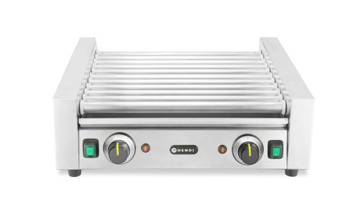Podgrzewacz rolkowy do parówek dwustrefowy, HENDI, 11 rolek, srebrny, 230V/980W, 566x527x(H)192mm, Prostokątny 1