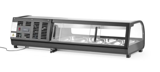 Witryna chłodnicza do sushi, Arktic, W zestawie pojemniki: 4x GN 1/3 (H) 40 mm., GN 1/3, czarny, 220-240V/190W, 1177x426x(H)296mm 1