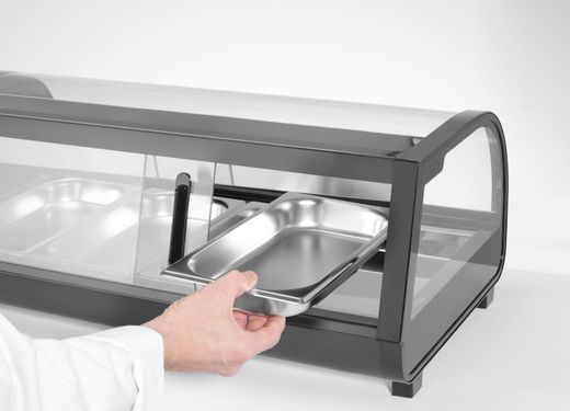 Witryna chłodnicza do sushi, Arktic, W zestawie pojemniki: 4x GN 1/3 (H) 40 mm., GN 1/3, czarny, 220-240V/190W, 1177x426x(H)296mm 1