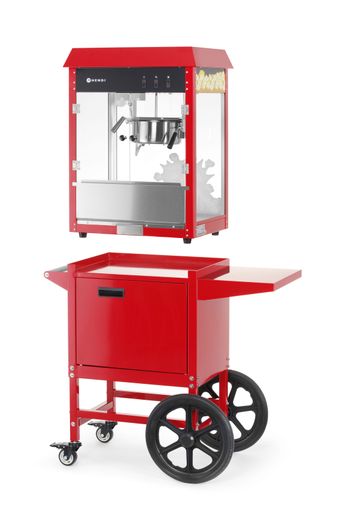 Urządzenie do popcornu z wózkiem, HENDI, czerwony, 220-240V/1155W, 940x510x(H)1553mm 1