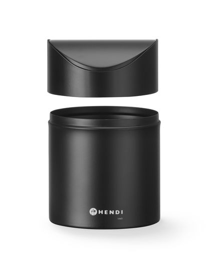 Tabletop litter bin with swing cover, HENDI, 1,2L, Black, ⌀120x(H)165mm 1