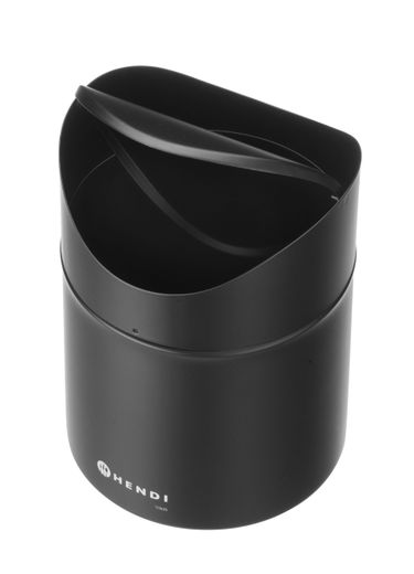 Tabletop litter bin with swing cover, HENDI, 1,2L, Black, ⌀120x(H)165mm 1