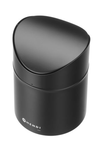 Tabletop litter bin with swing cover, HENDI, 1,2L, Black, ⌀120x(H)165mm 1