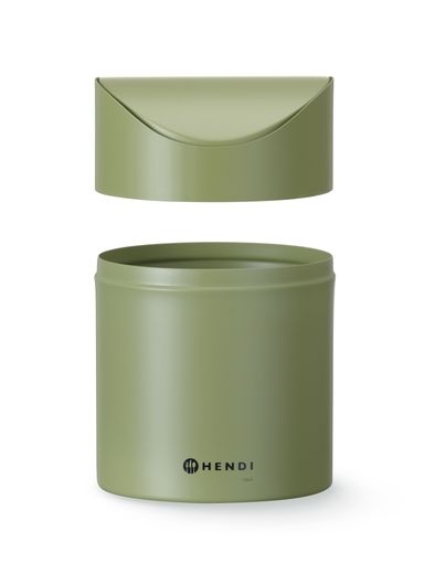 Tabletop litter bin with swing cover, HENDI, 1,2L, Green, ⌀120x(H)165mm 1