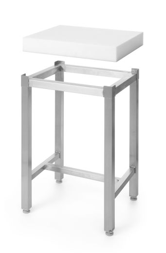 Polyethylene butcher block with base, HENDI, 505656 + 505670, White, 500x400x(H)800mm 1