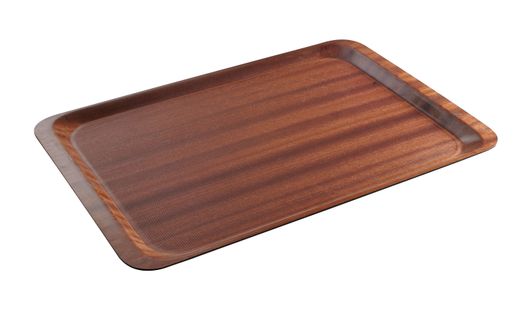 Vassoio da servizio, rettangolare, antiscivolo, laminato, AmerBox, Euronorm, Mogano, 370x530mm 1