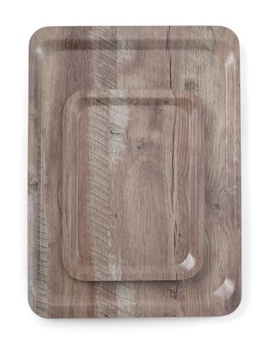 Serving tray with melamine laminate, non slip, with wood design, AmerBox, Wood dark, 370x530mm 1