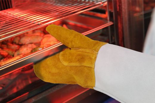 Heat resistant leather barbecue mitts - 2 pcs, HENDI, 2 pcs., (L)460mm 2