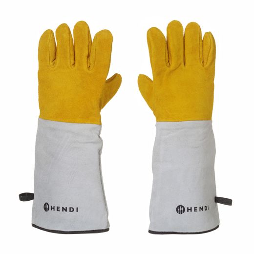 Kožené rukavice na grilovanie odolné voči teplu – 2 ks, HENDI, 2 ks, (L)460mm 1