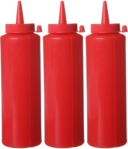 Dispenser bottle set - 3 pcs, HENDI, 0,2L, Red, 3 pcs., ⌀50x(H)185mm 1