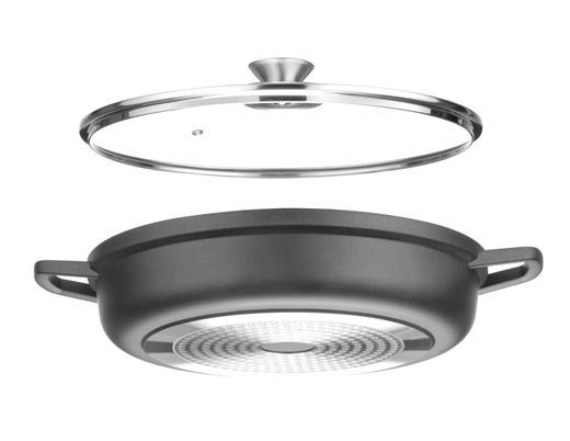 Casserole with non-stick coating, HENDI, 4,3L, Black, 425x332x(H)70mm, Round 1
