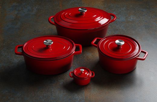 Cast iron casserole enamelled, HENDI, 3,7L, Red, 317x240x(H)105mm, Round 1