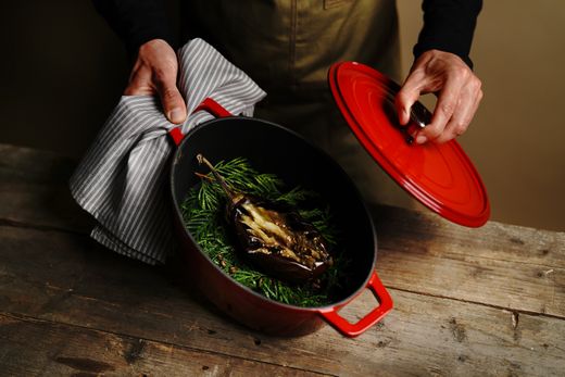 Cast iron casserole enamelled, HENDI, 4,4L, Red, 365x290x(H)115mm, Oval 1