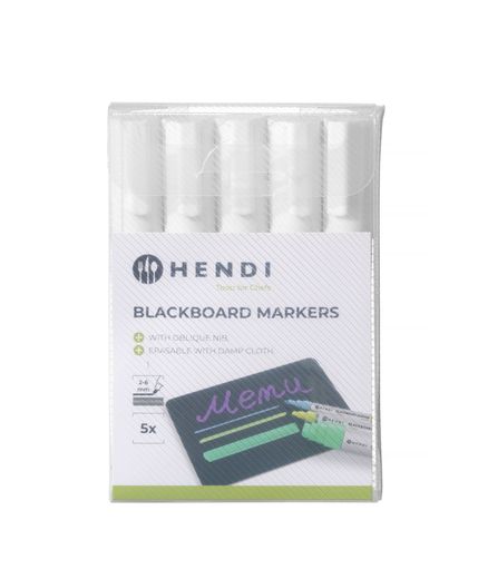 Blackboard markers 6 mm, HENDI, 5 white markers 1