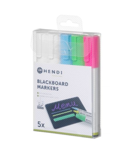 Blackboard markers 6 mm, HENDI, 1 pink, 1 green, 1 blue and 2 white markers 1