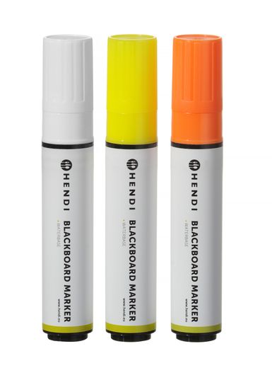Blackboard markers 15 mm, HENDI, 1 white, 1 orange and 1 yellow marker, 3 pcs 1