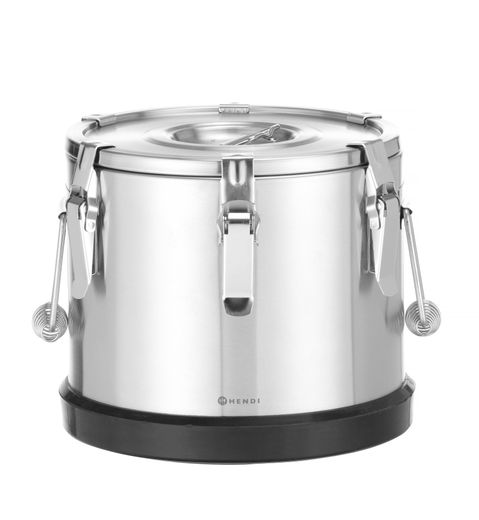 Insulated stainless steel food transport container Kitchen Line., HENDI, Kitchen Line, 10L, Silver, ⌀300x(H)265mm 1