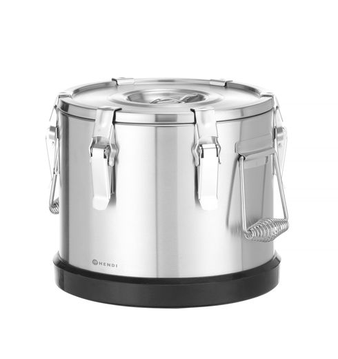 Insulated stainless steel food transport container Kitchen Line., HENDI, Kitchen Line, 10L, Silver, ⌀300x(H)265mm 1