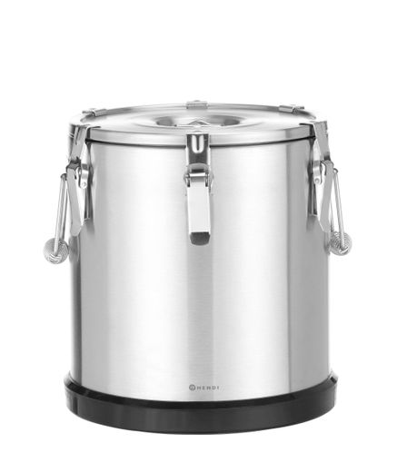 Insulated stainless steel food transport container Kitchen Line., HENDI, Kitchen Line, 22L, Silver, ⌀330x(H)370mm 1
