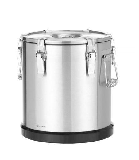 Insulated stainless steel food transport container Kitchen Line., HENDI, Kitchen Line, 22L, Silver, ⌀330x(H)370mm 1