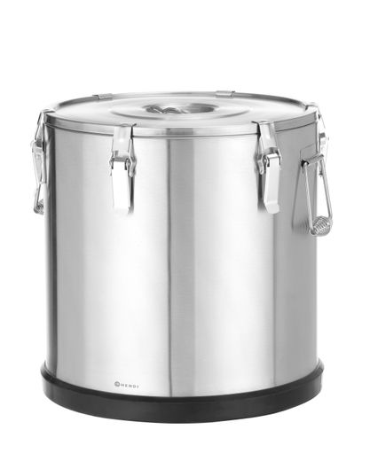 Insulated stainless steel food transport container Kitchen Line., HENDI, Kitchen Line, 50L, Silver, ⌀430x(H)455mm 1