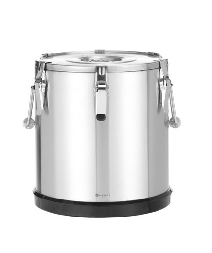 Insulated stainless steel food transport container Kitchen Line., HENDI, Kitchen Line, 25L, Silver, ⌀350x(H)385mm 1