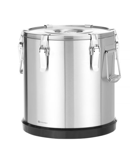 Insulated stainless steel food transport container Kitchen Line., HENDI, Kitchen Line, 25L, Silver, ⌀350x(H)385mm 1