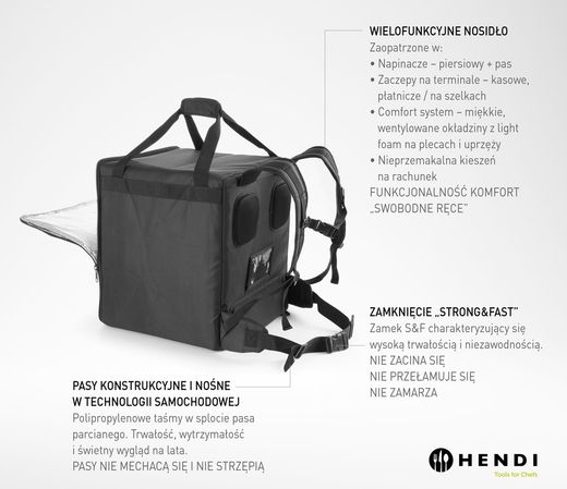 Pizza & food delivery backpack insulated, HENDI, 75,2L, Black, 410x410x(H)480mm 1