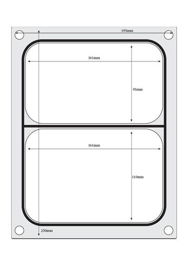 Tray sealer matrix, HENDI, two-sectioned container 227x178 mm 1