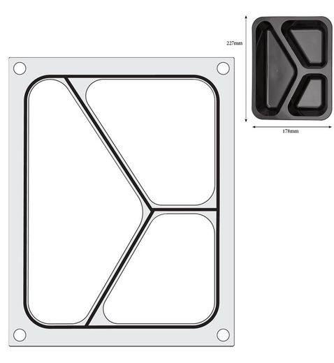 Tray sealer matrix, HENDI, three-section container 227x178 mm 1