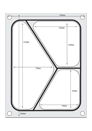 Tray sealer matrix, HENDI, three-section container 227x178 mm 1