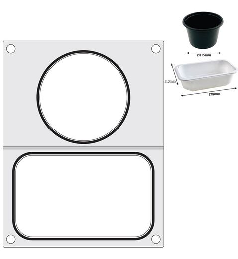 Tray sealer matrix, HENDI, 2 containers (1x 178x113 mm, 1x ø115 mm) 1
