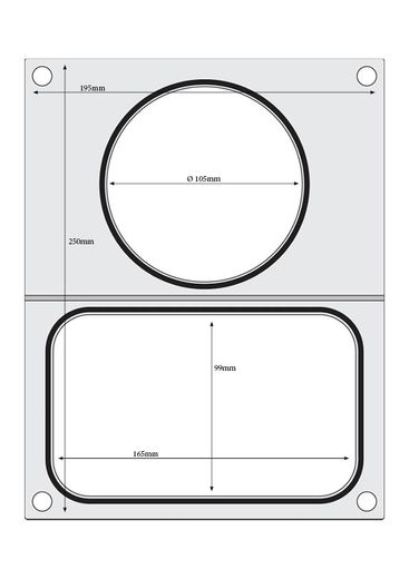 Tray sealer matrix, HENDI, 2 containers (1x 178x113 mm, 1x ø115 mm) 1