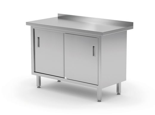 Wall table cabinet with sliding doors – welded, HENDI, Profi Line, 1400x600x(H)850mm 1