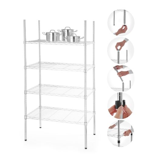 4-shelf storage rack, Revolution, 750x460x(H)1470mm 1